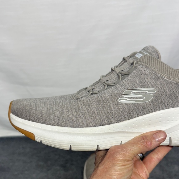 Skechers Shoes Men Arch Fit Sport Slip On Taupe Mesh Comfort 232301 - Picture 7 of 14